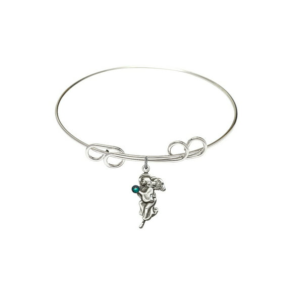 7 1/4 inch Oval Eye Hook Bangle Bracelet with a Guardian Angel/Dance charm. 